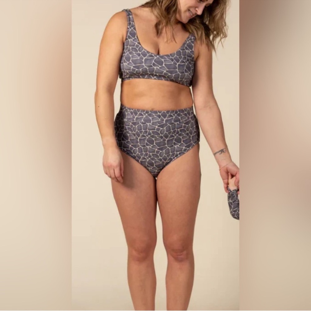 Current tyed Med - ‘Kai’ High-Rise Scoop Neck Bikini Set in animal Print mosaic